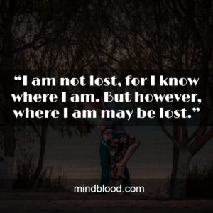 “I am not lost, for I know where I am. But however, where I am may be lost.”