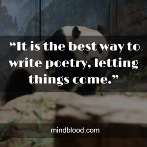  “It is the best way to write poetry, letting things come.”