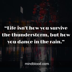 “Life isn't how you survive the thunderstorm, but how you dance in the rain.”