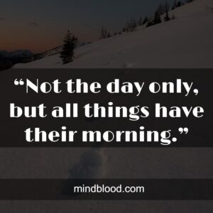 “Not the day only, but all things have their morning.”