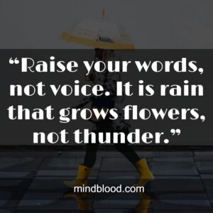 “Raise your words, not voice. It is rain that grows flowers, not thunder.”