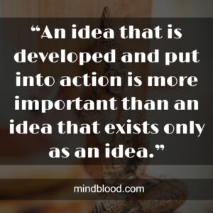 “An idea that is developed and put into action is more important than an idea that exists only as an idea.”