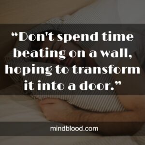 “Don't spend time beating on a wall, hoping to transform it into a door.”