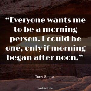 “Everyone wants me to be a morning person. I could be one, only if morning began after noon.” 