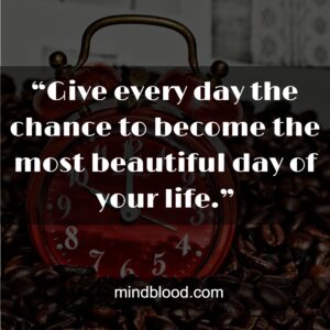 “Give every day the chance to become the most beautiful day of your life.”