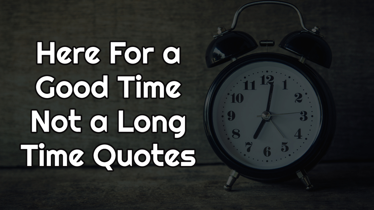 Here For a Good Time Not a Long Time Quotes