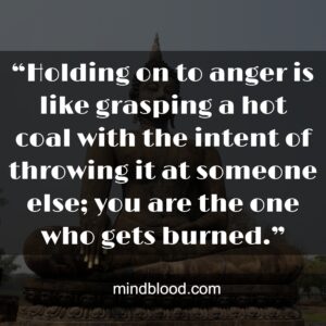 “Holding on to anger is like grasping a hot coal with the intent of throwing it at someone else; you are the one who gets burned.”