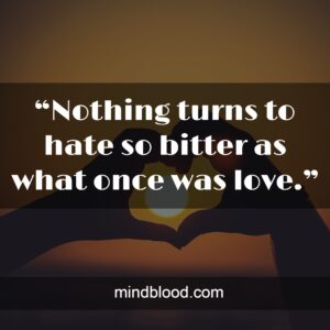 “Nothing turns to hate so bitter as what once was love.”