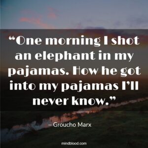 “One morning I shot an elephant in my pajamas. How he got into my pajamas I’ll never know.”