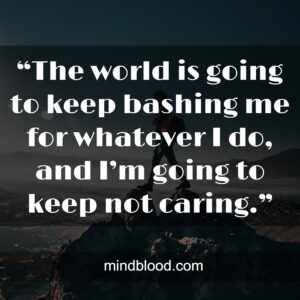 “The world is going to keep bashing me for whatever I do, and I’m going to keep not caring.”