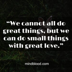 “We cannot all do great things, but we can do small things with great love.”