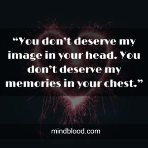 “You don’t deserve my image in your head. You don’t deserve my memories in your chest.”