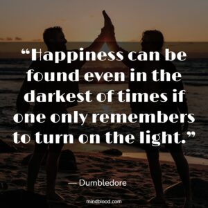 “Happiness can be found even in the darkest of times if one only remembers to turn on the light.”