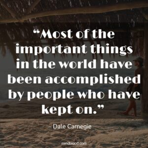 “Most of the important things in the world have been accomplished by people who have kept on.” 