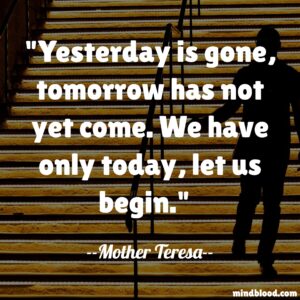 Yesterday is gone, tomorrow has not yet come. We have only today, let us begin.