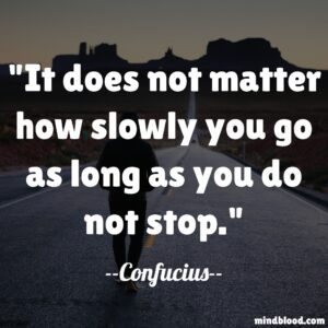 It does not matter how slowly you go as long as you do not stop.