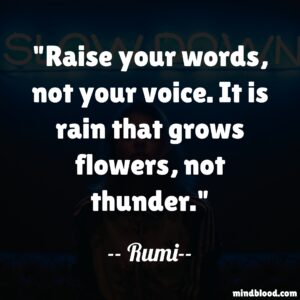 Raise your words, not your voice. It is rain that grows flowers, not thunder.