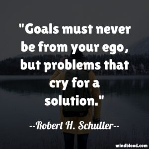 Goals must never be from your ego, but problems that cry for a solution.