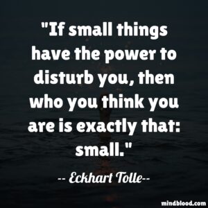 If small things have the power to disturb you, then who you think you are is exactly that: small.