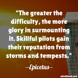 The greater the difficulty, the more glory in surmounting it. Skillful pilots gain their reputation from storms and tempests