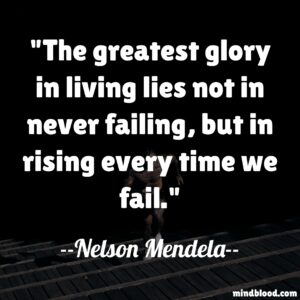 The greatest glory in living lies not in never failing, but in rising every time we fail.