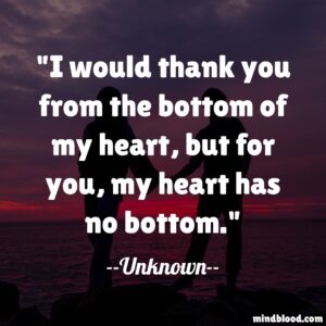 I would thank you from the bottom of my heart, but for you, my heart has no bottom.