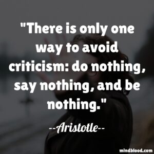 There is only one way to avoid criticism: do nothing, say nothing, and be nothing.