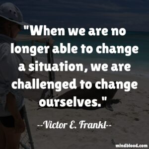 When we are no longer able to change a situation, we are challenged to change ourselves.