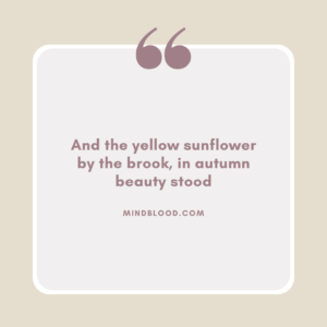 And the yellow sunflower by the brook, in autumn beauty stood