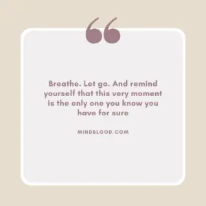 Breathe. Let go. And remind yourself that this very moment is the only one you know you have for sure