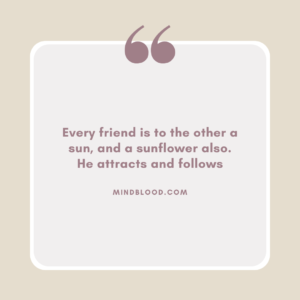 Every friend is to the other a sun, and a sunflower also. He attracts and follows