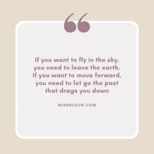 If you want to fly in the sky, you need to leave the earth. If you want to move forward, you need to let go the past that drags you down