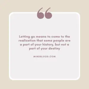 Letting go means to come to the realization that some people are a part of your history, but not a part of your destiny