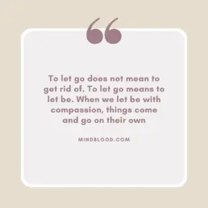 To let go does not mean to get rid of. To let go means to let be. When we let be with compassion, things come and go on their own