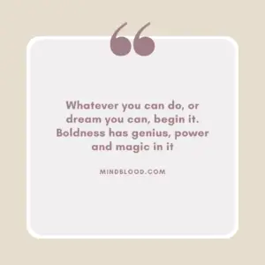 Whatever you can do, or dream you can, begin it. Boldness has genius, power and magic in it
