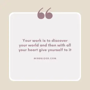 Your work is to discover your world and then with all your heart give yourself to it