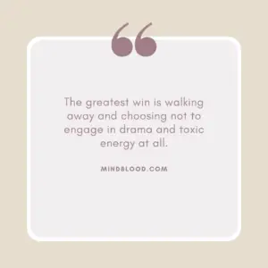 The greatest win is walking away and choosing not to engage in drama and toxic energy at all