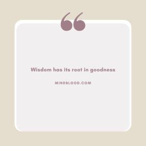 Wisdom has its root in goodness