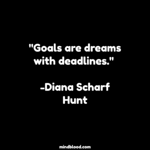 "Goals are dreams with deadlines." -Diana Scharf Hunt