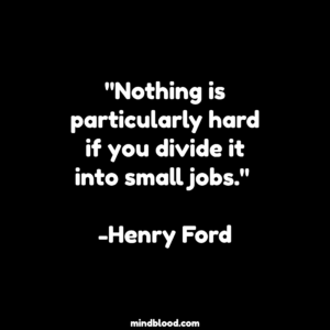 "Nothing is particularly hard if you divide it into small jobs." -Henry Ford