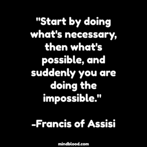 "Start by doing what's necessary, then what's possible, and suddenly you are doing the impossible." -Francis of Assisi