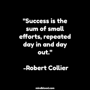 "Success is the sum of small efforts, repeated day in and day out." -Robert Collier