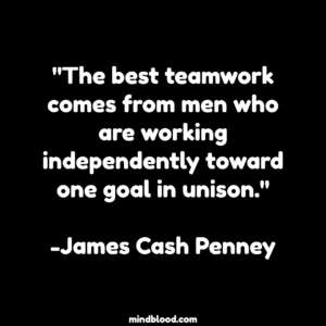 "The best teamwork comes from men who are working independently toward one goal in unison." -James Cash Penney