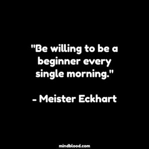 "Be willing to be a beginner every single morning."- Meister Eckhart