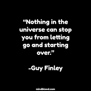 “Nothing in the universe can stop you from letting go and starting over.”-Guy Finley